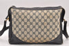 Authentic GUCCI Sherry Line Shoulder Bag Purse GG PVC Leather Navy Blue 6026K