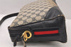 Authentic GUCCI Sherry Line Shoulder Bag Purse GG PVC Leather Navy Blue 6026K