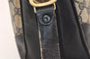 Authentic GUCCI Sherry Line Shoulder Bag Purse GG PVC Leather Navy Blue 6026K