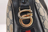 Authentic GUCCI Sherry Line Shoulder Bag Purse GG PVC Leather Navy Blue 6026K