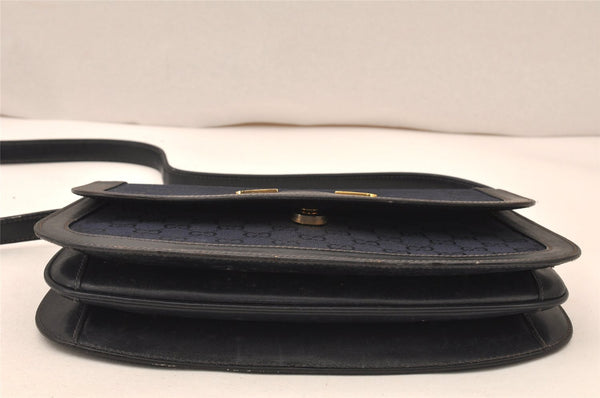 Authentic GUCCI Shoulder Cross Body Bag Purse GG Canvas Leather Navy 6027K