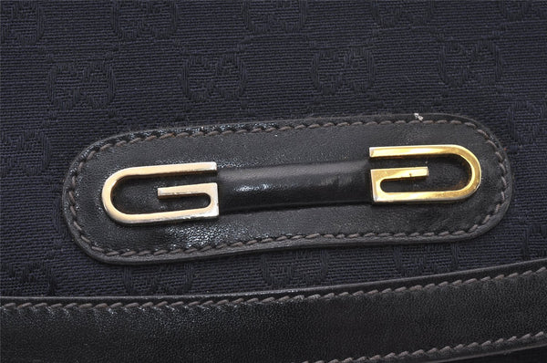 Authentic GUCCI Shoulder Cross Body Bag Purse GG Canvas Leather Navy 6027K