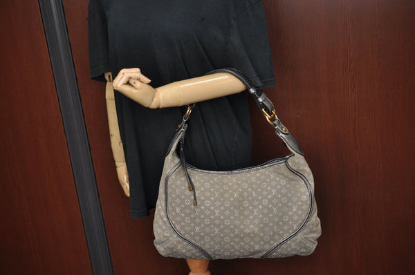 Auth Louis Vuitton Monogram Mini Lin Manon MM Shoulder Bag Gray M95618 LV 6028H