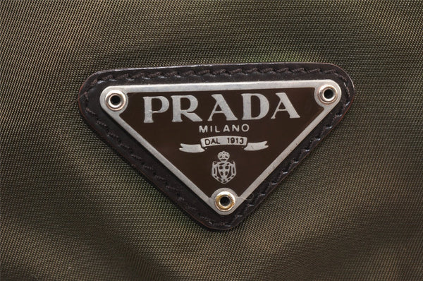 Authentic PRADA Nylon Tessuto Leather Shoulder Cross Body Bag Purse Khaki 6028K