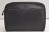 Authentic Burberrys Vintage Leather Clutch Hand Bag Purse Black 6029K