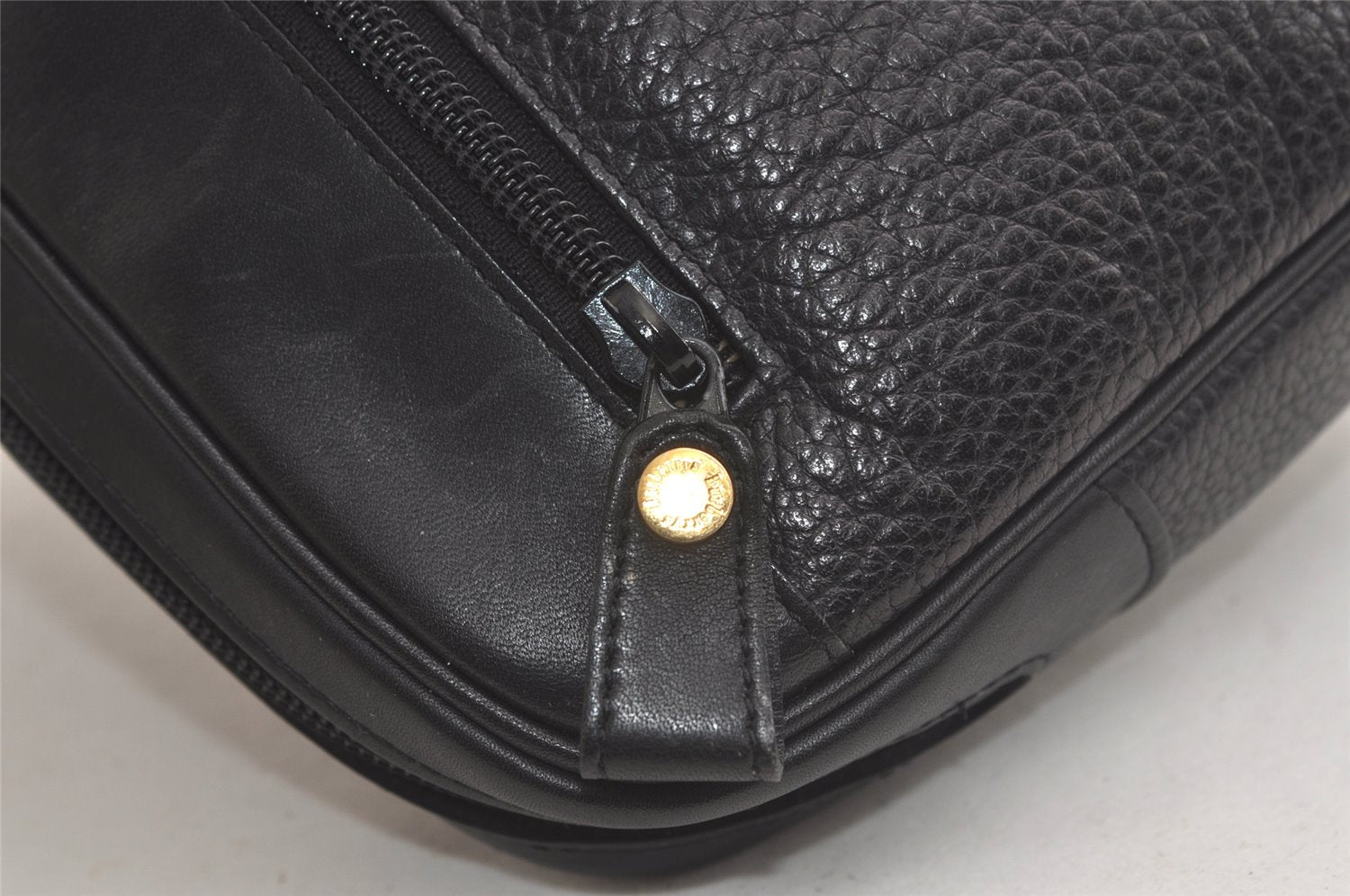 Authentic Burberrys Vintage Leather Clutch Hand Bag Purse Black 6029K