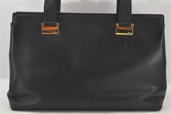 Authentic Salvatore Ferragamo 2Way Shoulder Hand Bag Leather Black SF 6031K