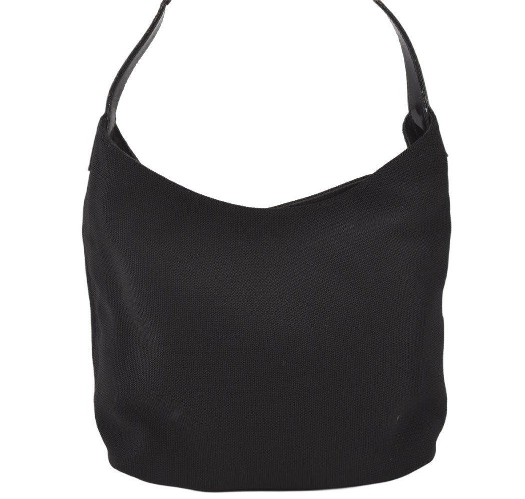 Authentic GUCCI Vintage Shoulder Hand Bag Purse Nylon Leather Black 6039K