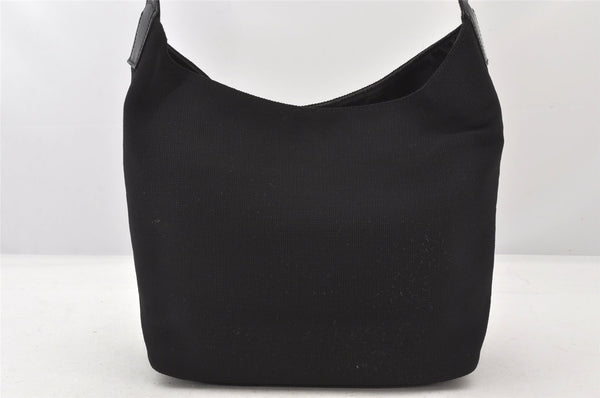 Authentic GUCCI Vintage Shoulder Hand Bag Purse Nylon Leather Black 6039K