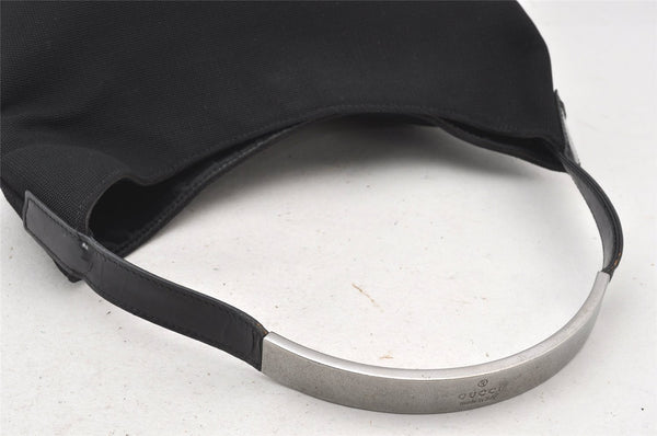 Authentic GUCCI Vintage Shoulder Hand Bag Purse Nylon Leather Black 6039K