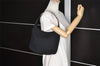 Authentic GUCCI Vintage Shoulder Hand Bag Purse Nylon Leather Black 6039K