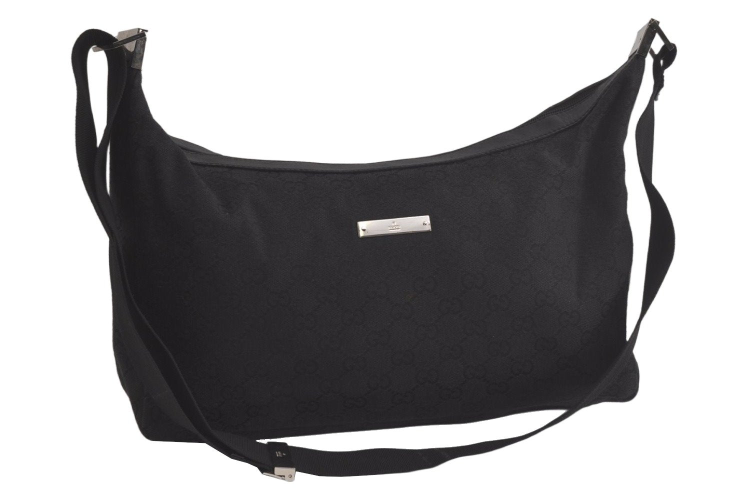 Authentic GUCCI Shoulder Cross Body Bag GG Canvas Leather 0190432 Black 6040K