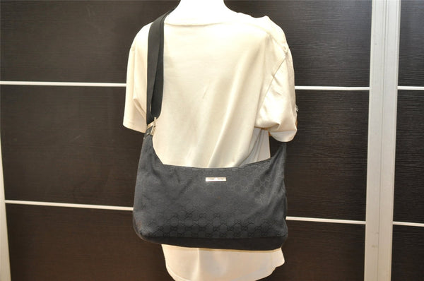 Authentic GUCCI Shoulder Cross Body Bag GG Canvas Leather 0190432 Black 6040K