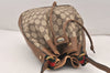 Authentic GUCCI Web Sherry Line Drawstring Bag GG PVC Leather Brown Junk 6041K