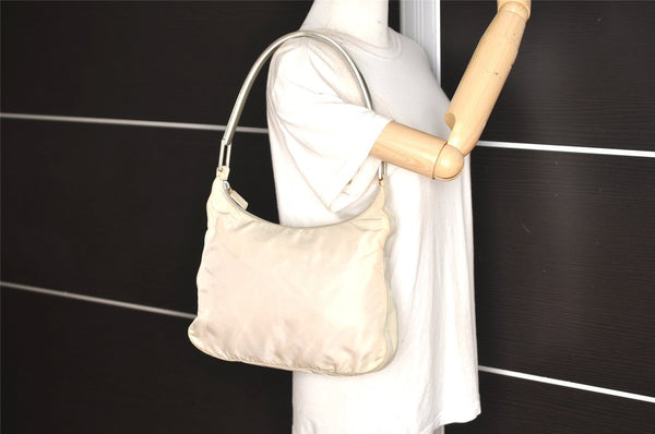 Authentic PRADA Vintage Nylon Tessuto Shoulder Hand Bag Purse White Cream 6044K