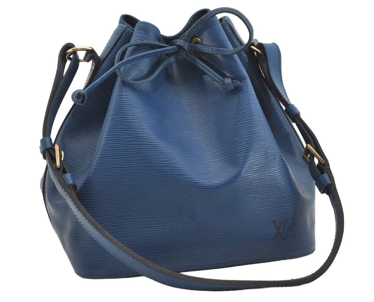 Authentic Louis Vuitton Epi Petit Noe Shoulder Drawstring Bag M44105 Blue 6045J
