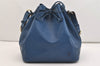 Authentic Louis Vuitton Epi Petit Noe Shoulder Drawstring Bag M44105 Blue 6045J