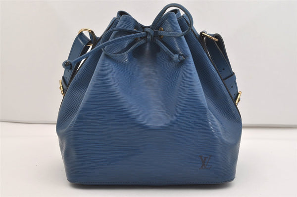 Authentic Louis Vuitton Epi Petit Noe Shoulder Drawstring Bag M44105 Blue 6045J