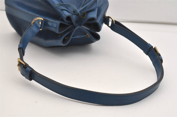 Authentic Louis Vuitton Epi Petit Noe Shoulder Drawstring Bag M44105 Blue 6045J