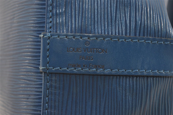 Authentic Louis Vuitton Epi Petit Noe Shoulder Drawstring Bag M44105 Blue 6045J