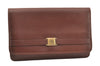 Authentic Christian Dior Vintage Clutch Hand Bag Purse Leather Brown CD 6045K