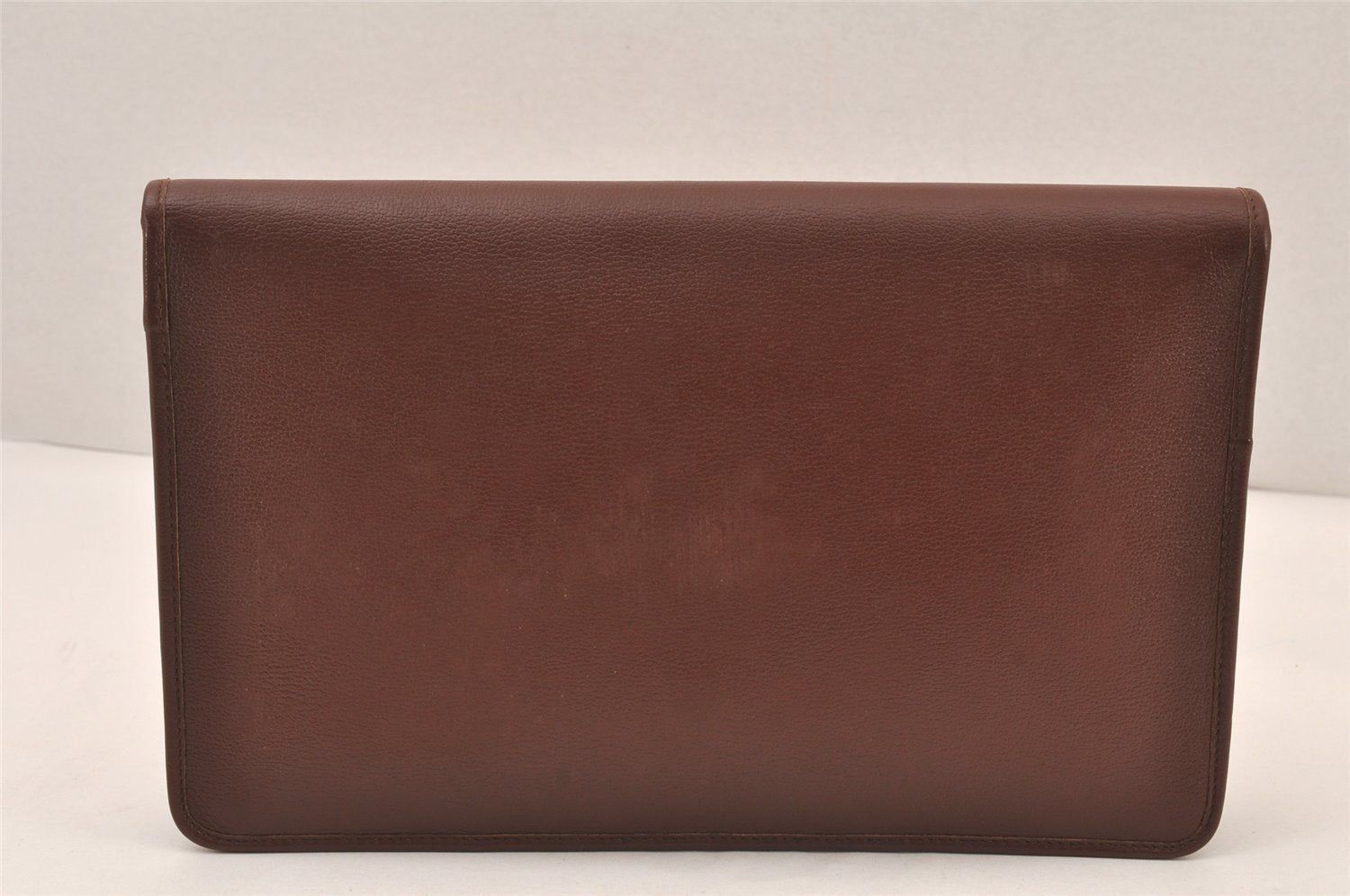 Authentic Christian Dior Vintage Clutch Hand Bag Purse Leather Brown CD 6045K