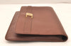 Authentic Christian Dior Vintage Clutch Hand Bag Purse Leather Brown CD 6045K