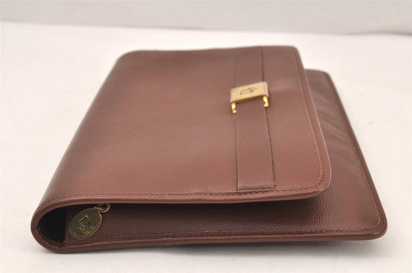 Authentic Christian Dior Vintage Clutch Hand Bag Purse Leather Brown CD 6045K