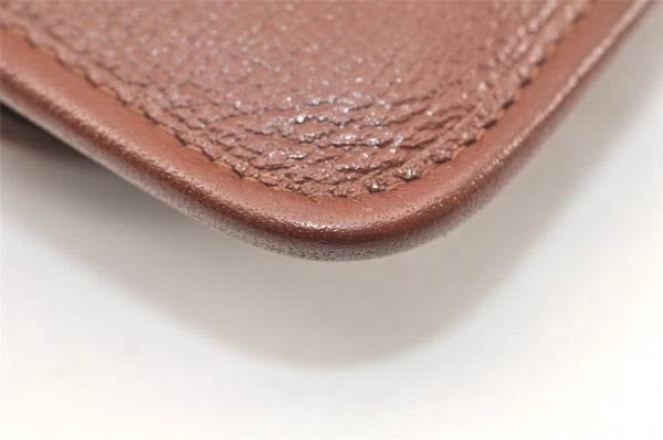 Authentic Christian Dior Vintage Clutch Hand Bag Purse Leather Brown CD 6045K