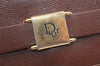 Authentic Christian Dior Vintage Clutch Hand Bag Purse Leather Brown CD 6045K