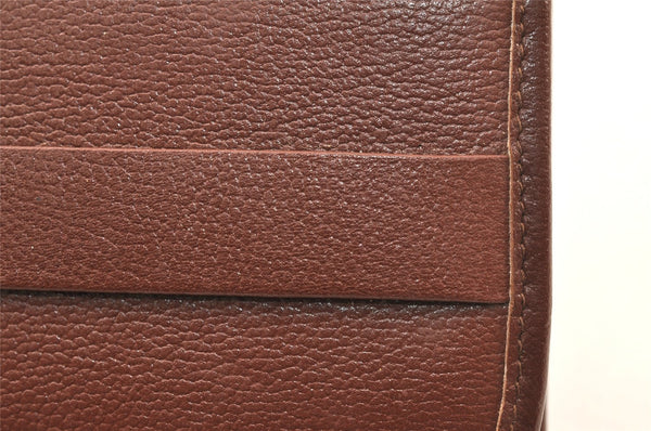 Authentic Christian Dior Vintage Clutch Hand Bag Purse Leather Brown CD 6045K