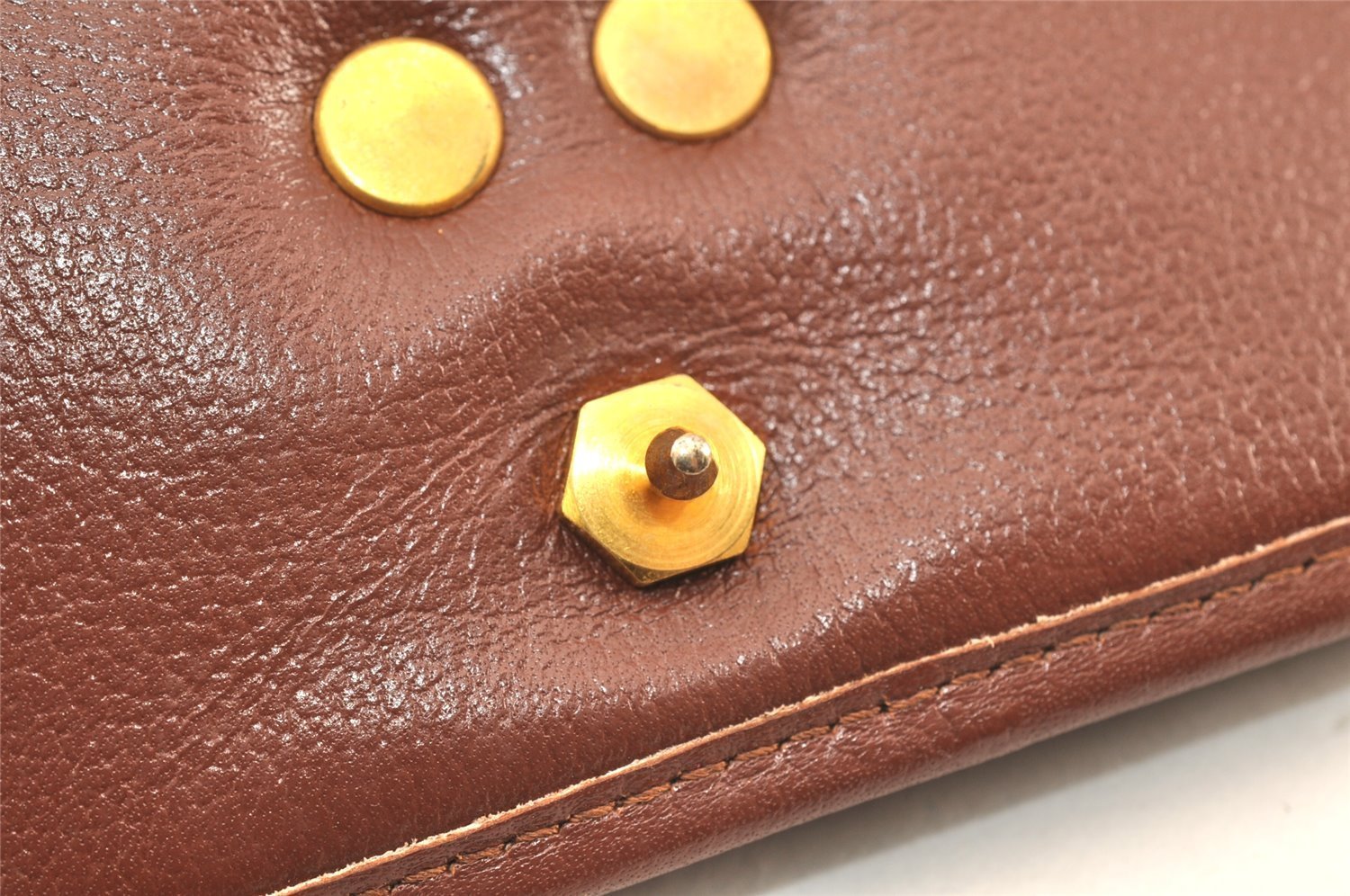 Authentic Christian Dior Vintage Clutch Hand Bag Purse Leather Brown CD 6045K