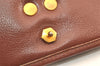 Authentic Christian Dior Vintage Clutch Hand Bag Purse Leather Brown CD 6045K