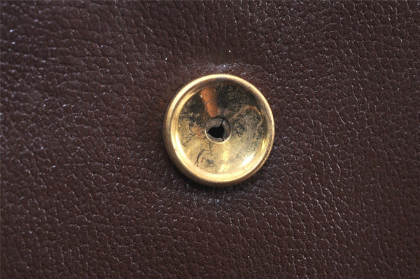 Authentic Christian Dior Vintage Clutch Hand Bag Purse Leather Brown CD 6045K