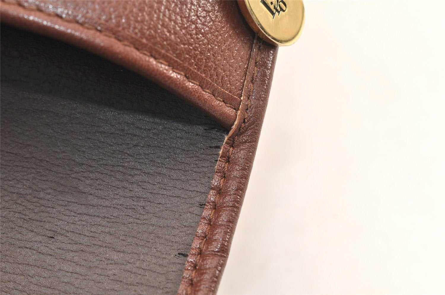 Authentic Christian Dior Vintage Clutch Hand Bag Purse Leather Brown CD 6045K