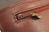Authentic Christian Dior Vintage Clutch Hand Bag Purse Leather Brown CD 6045K