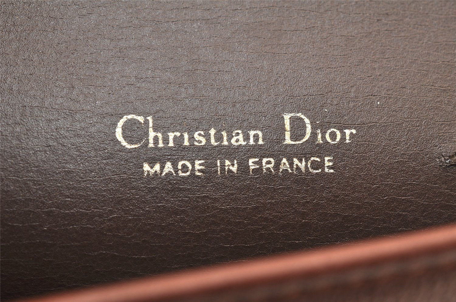 Authentic Christian Dior Vintage Clutch Hand Bag Purse Leather Brown CD 6045K