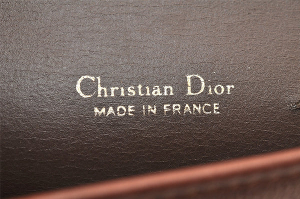 Authentic Christian Dior Vintage Clutch Hand Bag Purse Leather Brown CD 6045K
