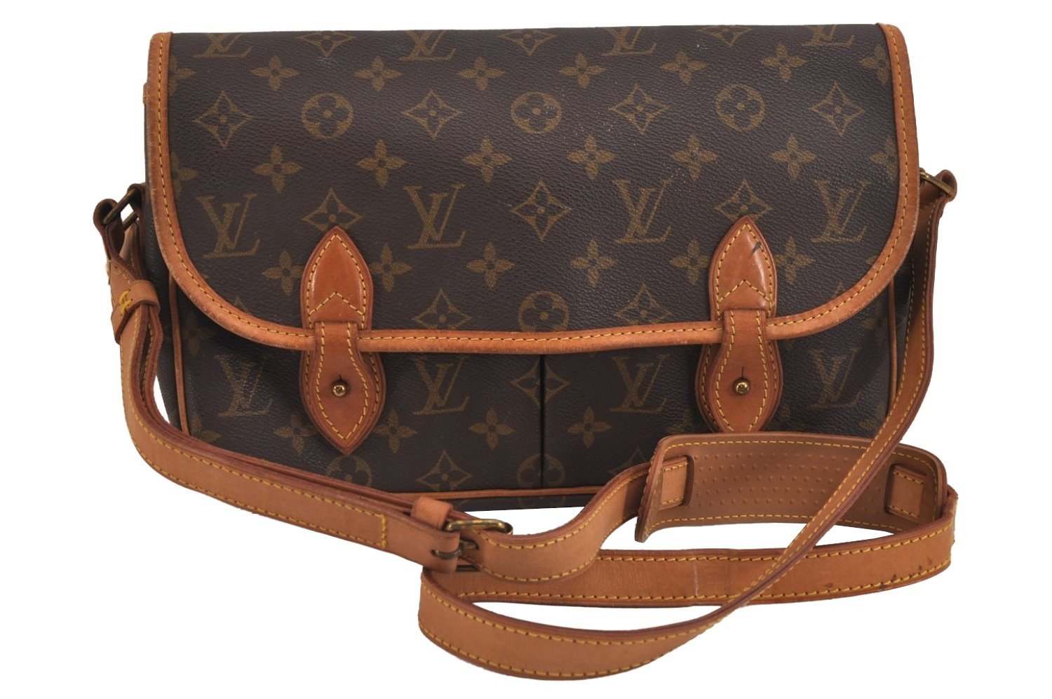 Authentic Louis Vuitton Monogram Gibeciere MM Shoulder Cross Bag M42247 LV 6046J