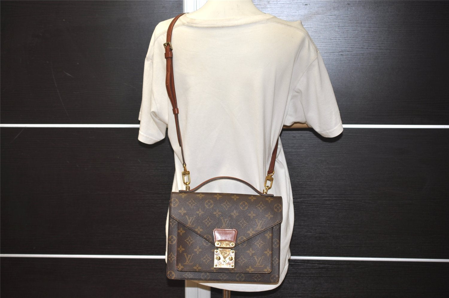 Authentic Louis Vuitton Monogram Monceau 2Way Shoulder Hand Bag M51187 LV 6051J
