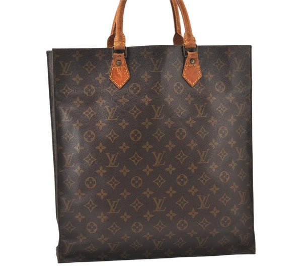 Authentic Louis Vuitton Monogram Sac Plat Hand Tote Bag M51140 LV 6055K