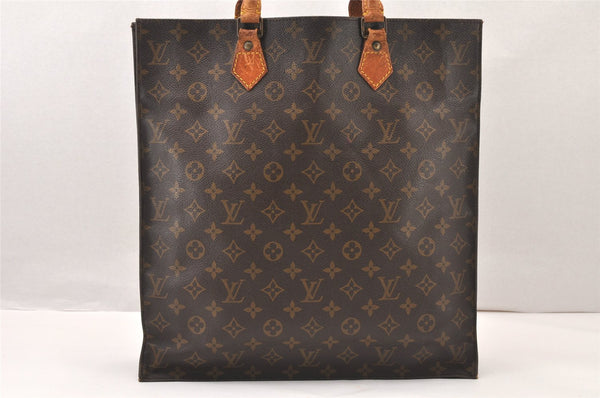 Authentic Louis Vuitton Monogram Sac Plat Hand Tote Bag M51140 LV 6055K