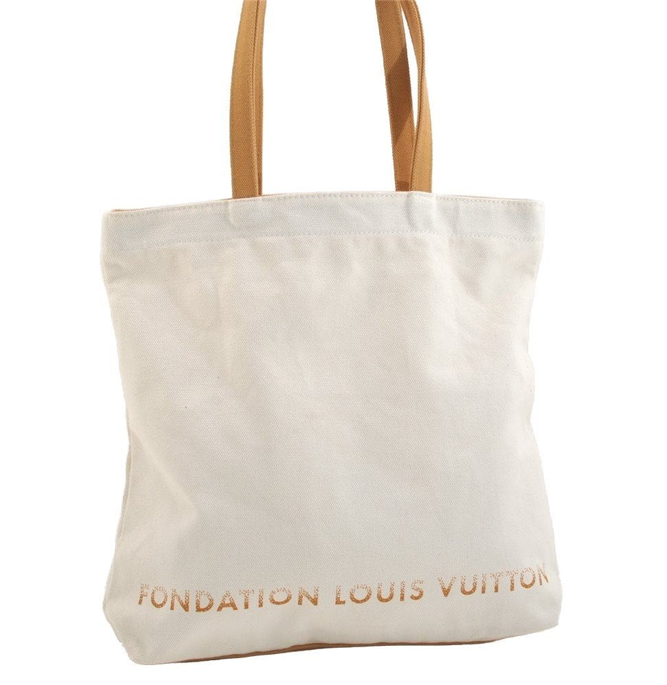 Authentic Louis Vuitton Fondation Exclusive Shoulder Tote Bag Canvas White 6057J