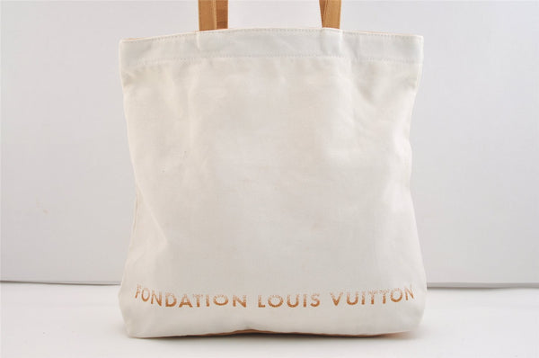 Authentic Louis Vuitton Fondation Exclusive Shoulder Tote Bag Canvas White 6057J