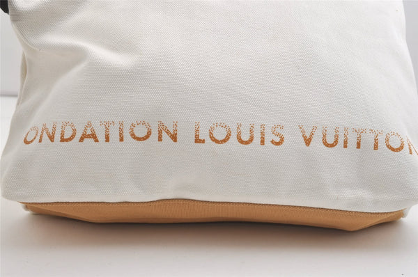 Authentic Louis Vuitton Fondation Exclusive Shoulder Tote Bag Canvas White 6057J