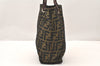 Authentic FENDI Vintage Zucca Tote Hand Bag Purse Nylon Leather Brown 6057K