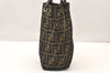 Authentic FENDI Vintage Zucca Tote Hand Bag Purse Nylon Leather Brown 6057K