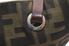 Authentic FENDI Vintage Zucca Tote Hand Bag Purse Nylon Leather Brown 6057K