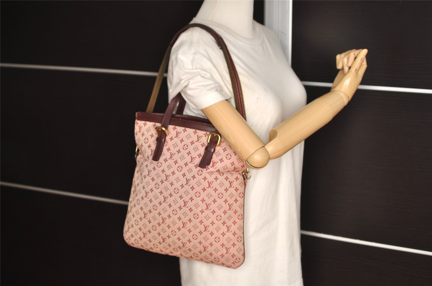 Authentic Louis Vuitton Monogram Mini Francoise 2Way Tote Bag M92210 Pink 6059I