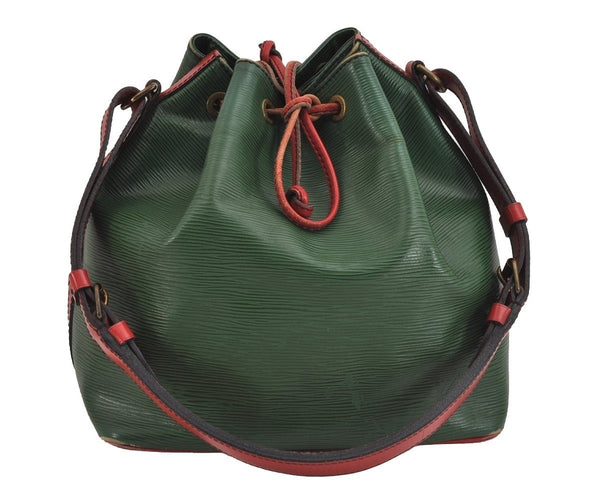 Authentic Louis Vuitton Epi Petit Noe Bi-color Green x Red Drawstring Bag 6061J
